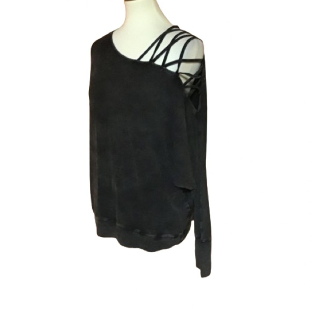 White Birch Black Strappy Shoulder Sweatshirt